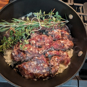 the sauce basics - herbs, onion, and italian sausage